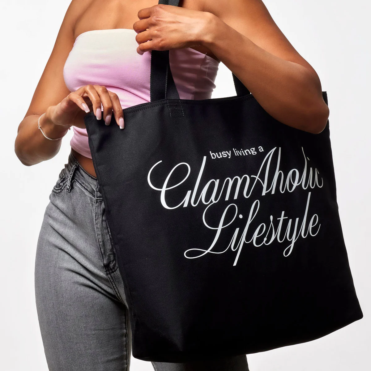 BUSY LIVING CANVAS TOTE - BLACK - Image 2