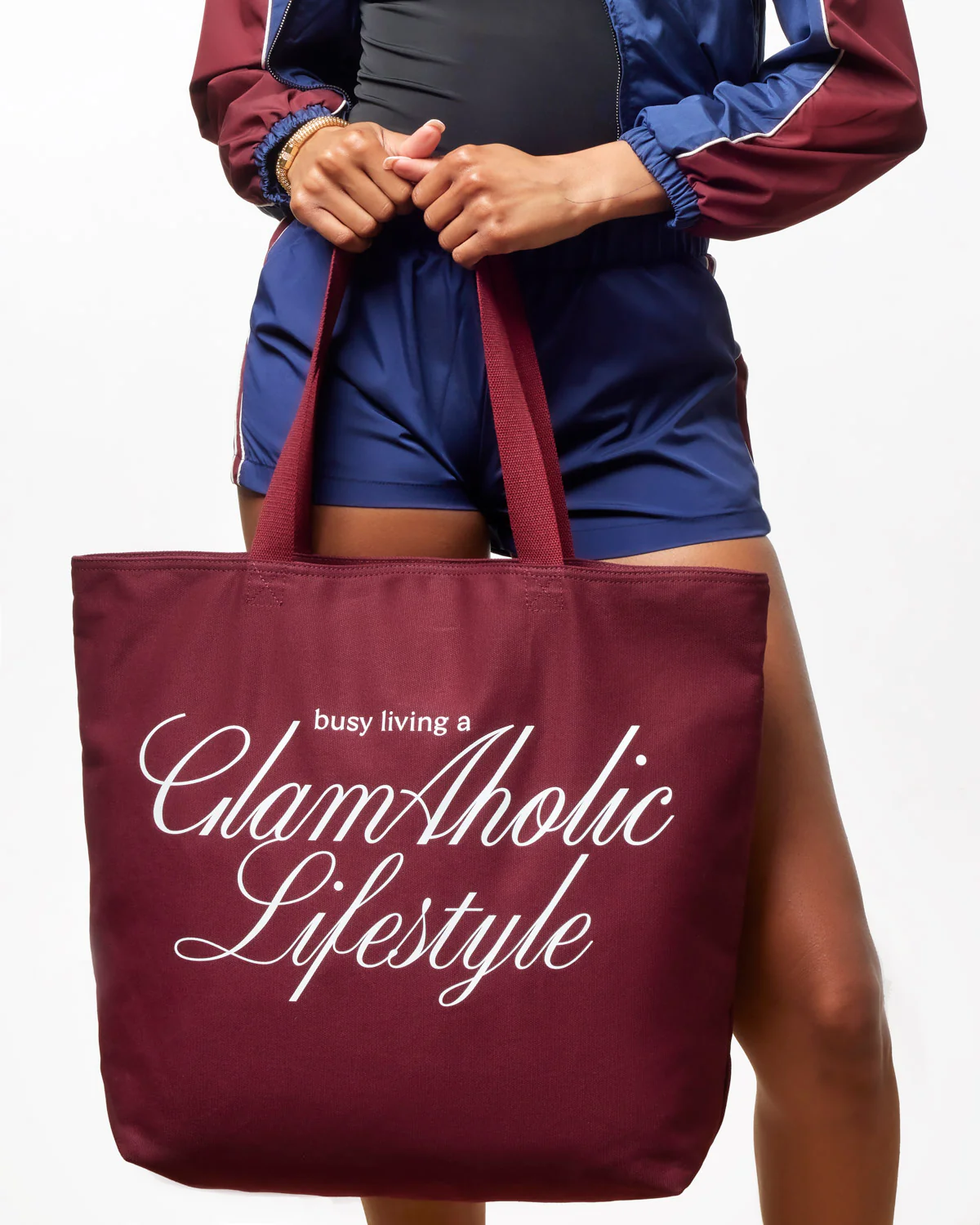 BUSY LIVING CANVAS TOTE - BURGUNDY - Image 3
