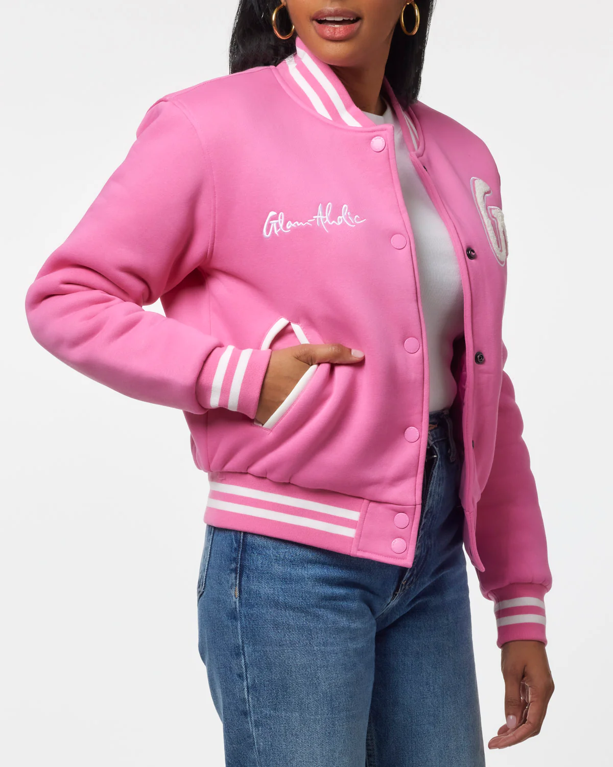 ESSENTIAL VARSITY JACKET - HOT PINK - Image 2