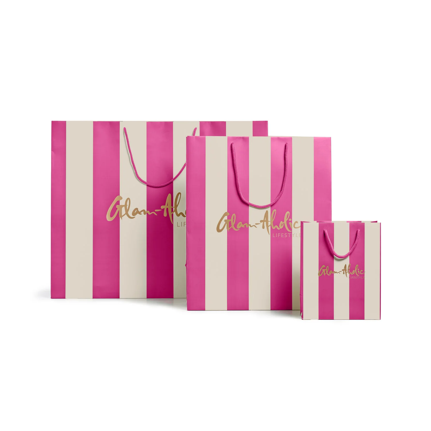 GAL MEDIUM STRIPED GIFT BAG - PINK CREAM - Image 3