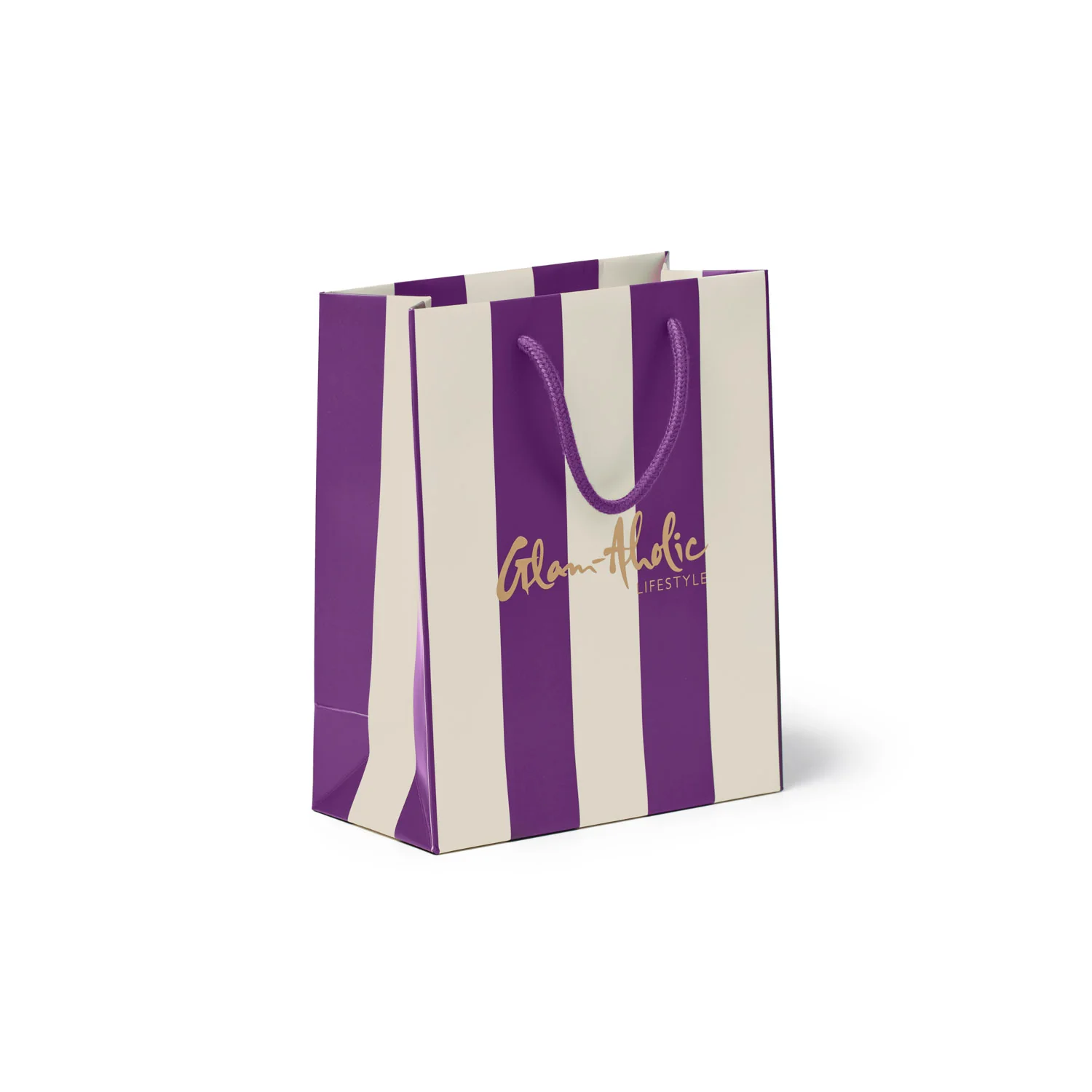 GAL SMALL STRIPED GIFT BAG - PURPLE CREAM - Image 2