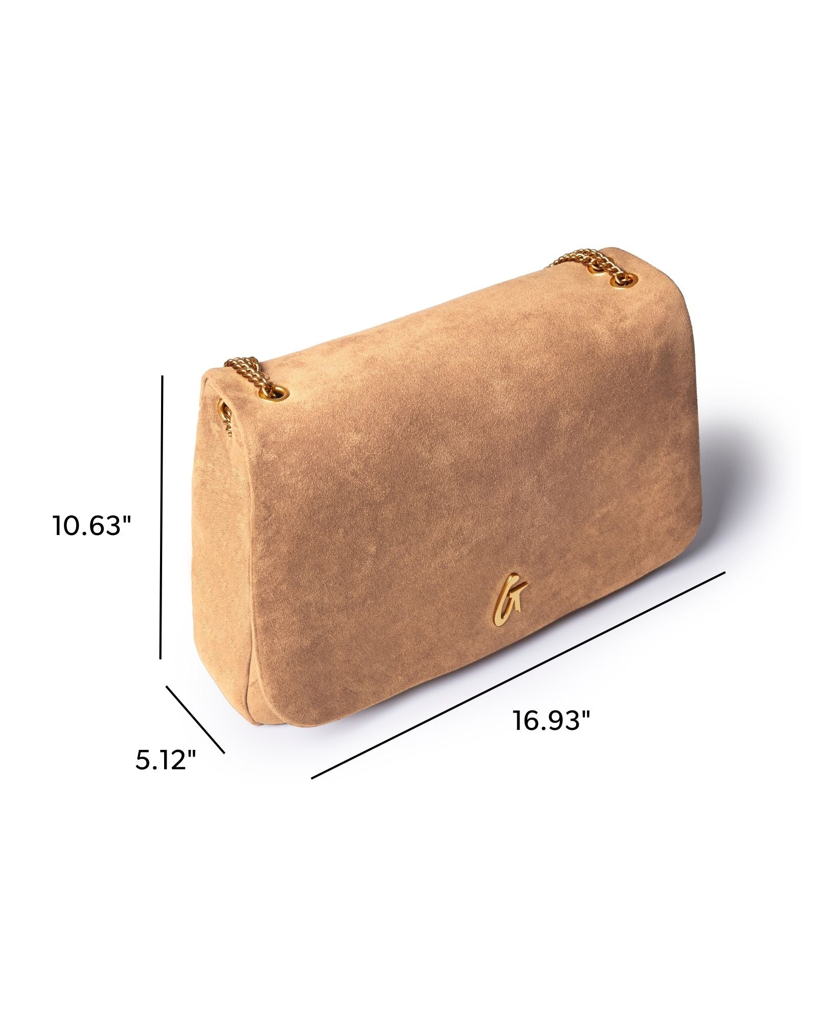 LARGE SUEDE FLAP BAG - TAN - Image 7