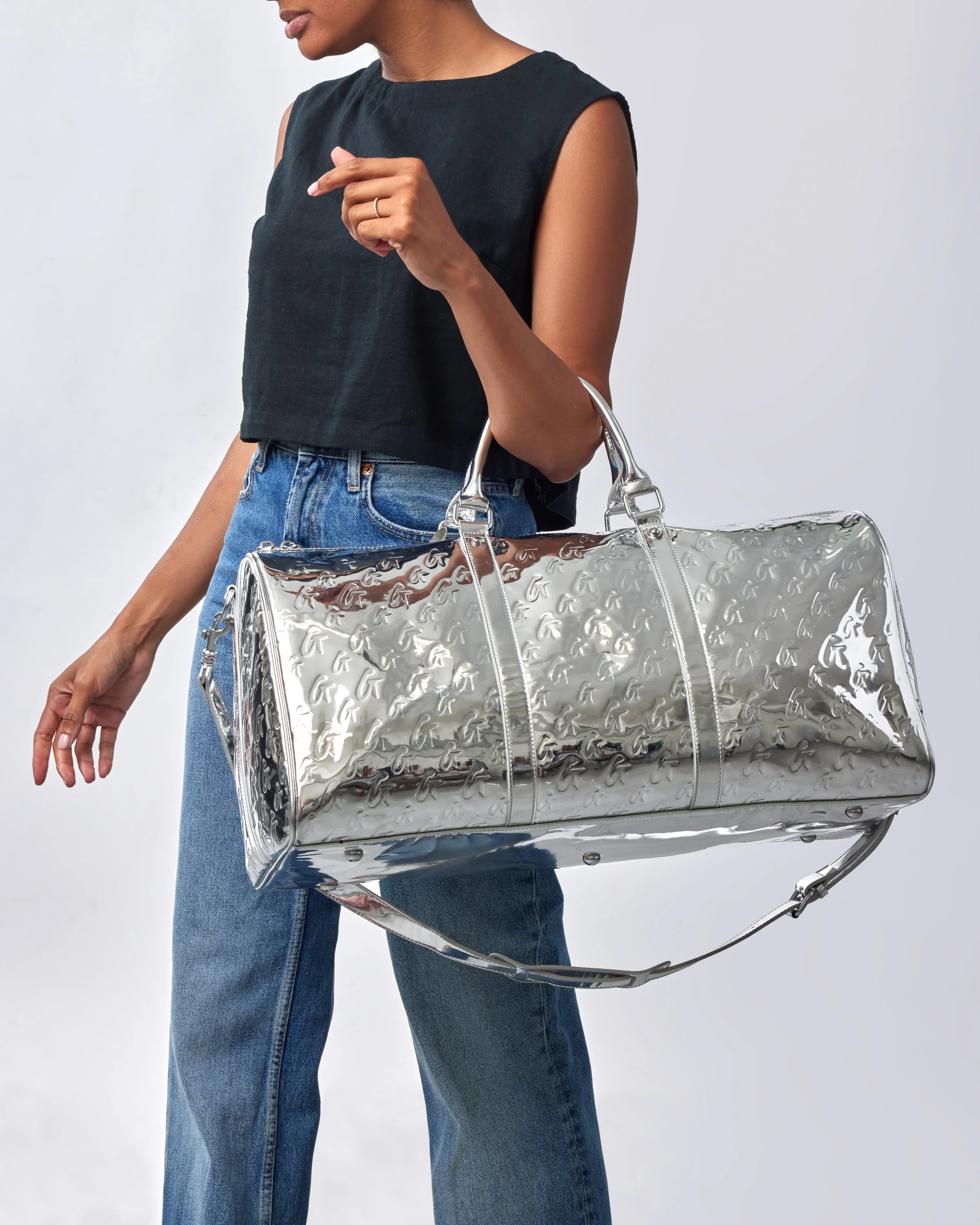 METALLIC MONOGRAM DUFFLE BAG - METALLIC SILVER - Image 3