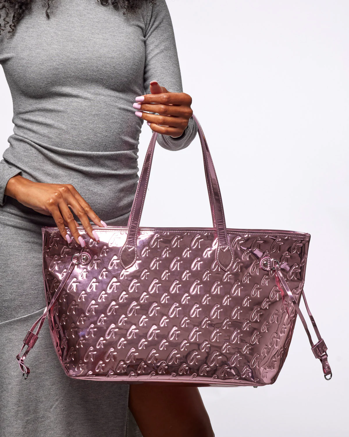METALLIC MONOGRAM GLAM TOTE - METALLIC PINK - Image 3