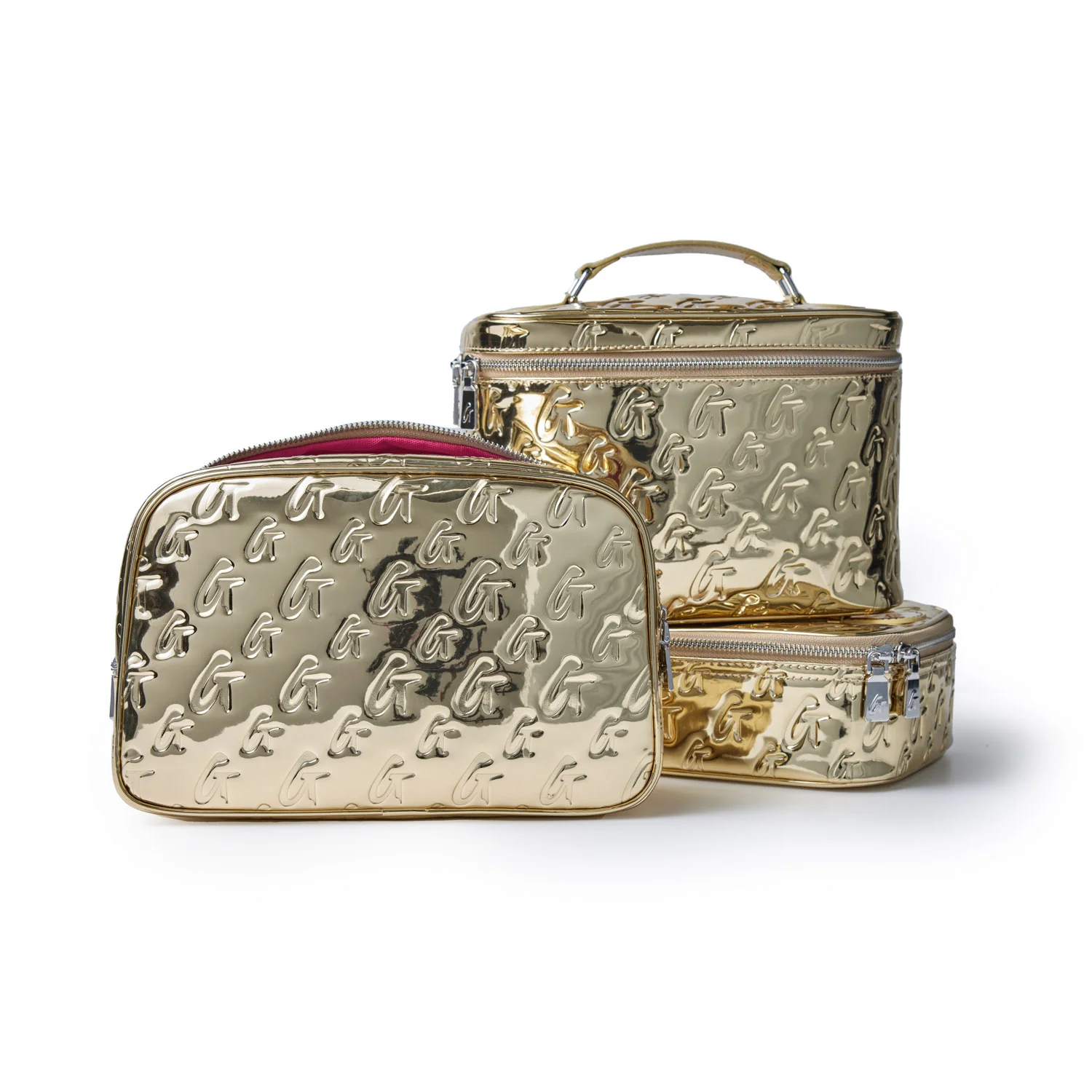 LARGE METALLIC MONOGRAM TOILETRY BAG - METALLIC GOLD - Image 5