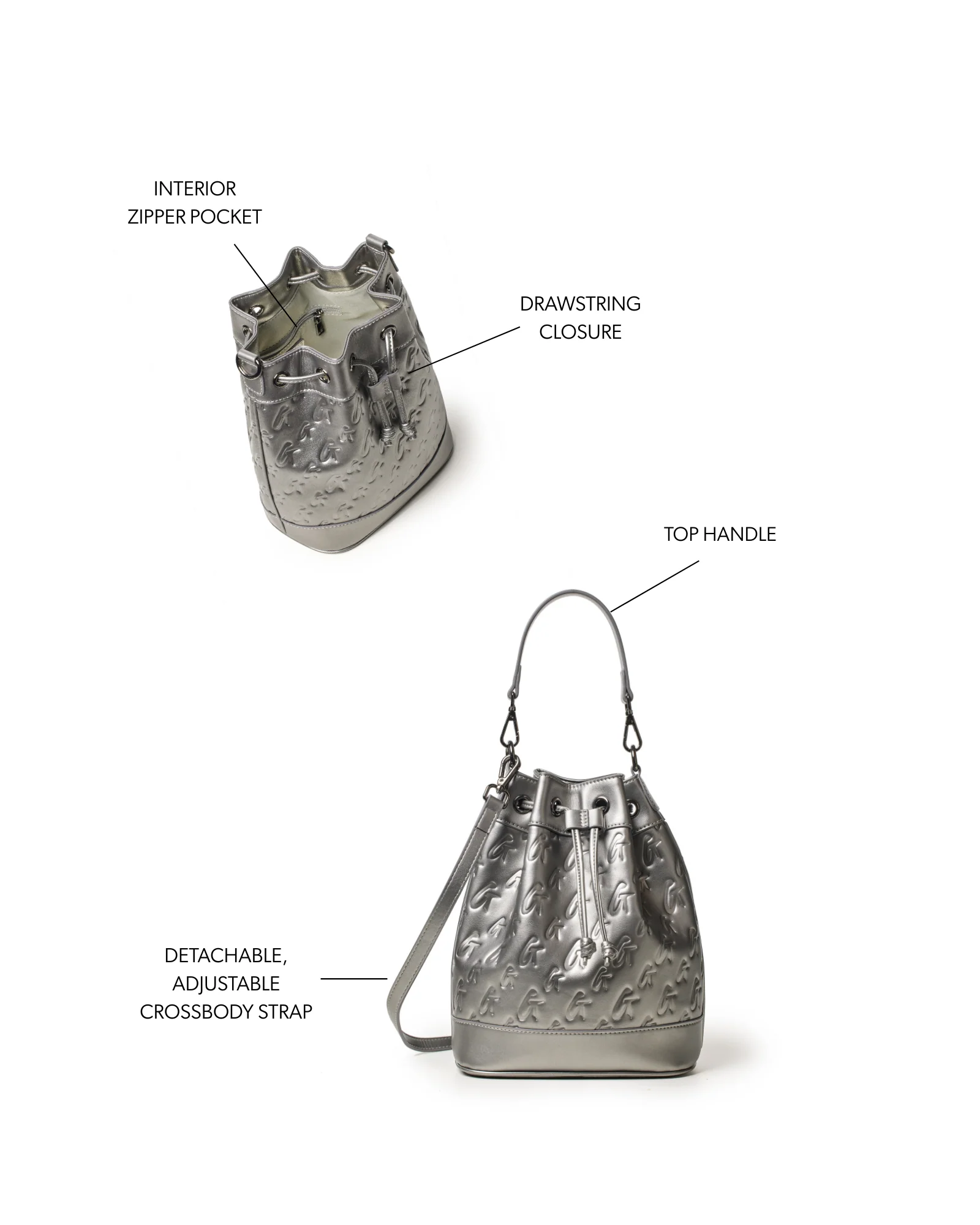 MEDIUM MONOGRAM BUCKET BAG - PLATINUM - Image 7