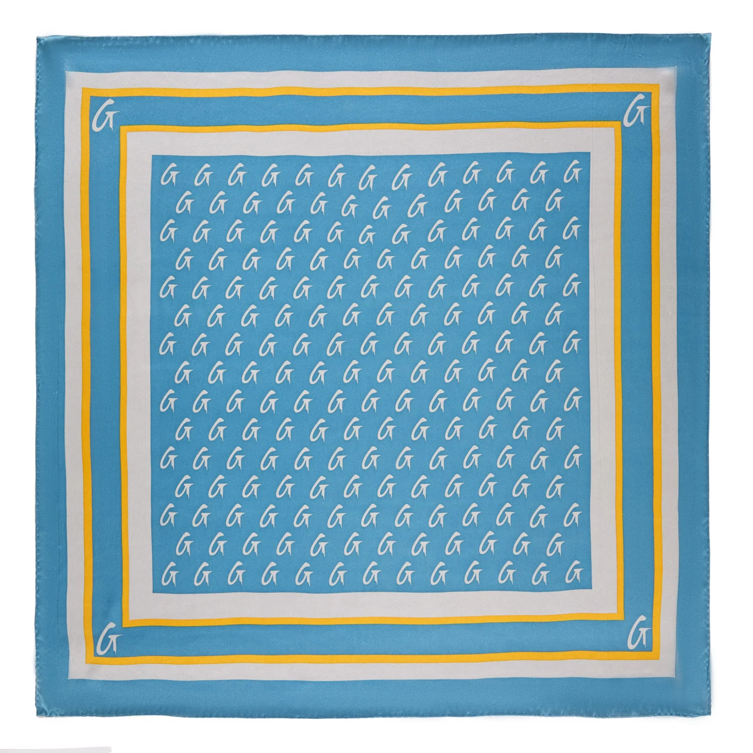 MEDIUM MONOGRAM SILK SCARF - BLUE GOLD - Image 5