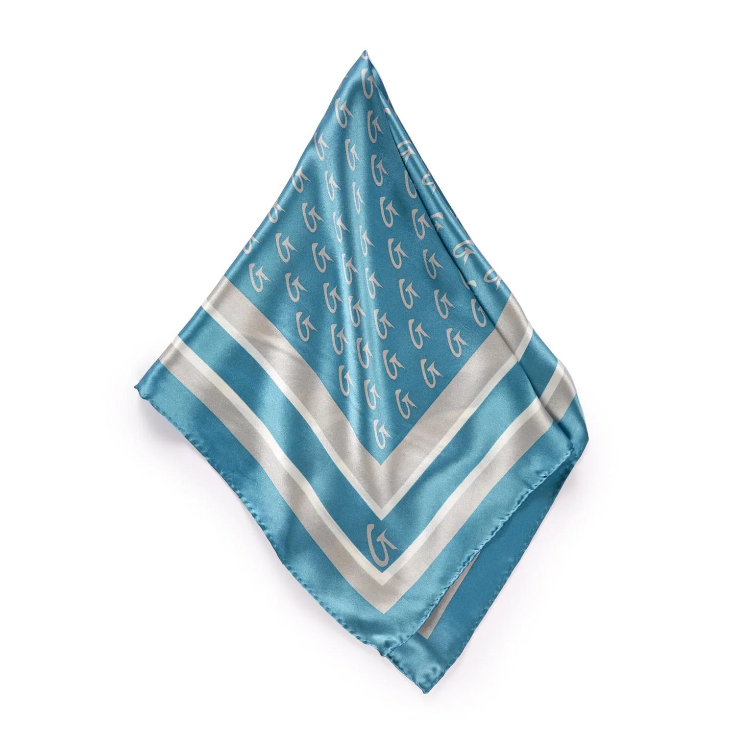 MEDIUM MONOGRAM SILK SCARF - BLUE SILVER - Image 6