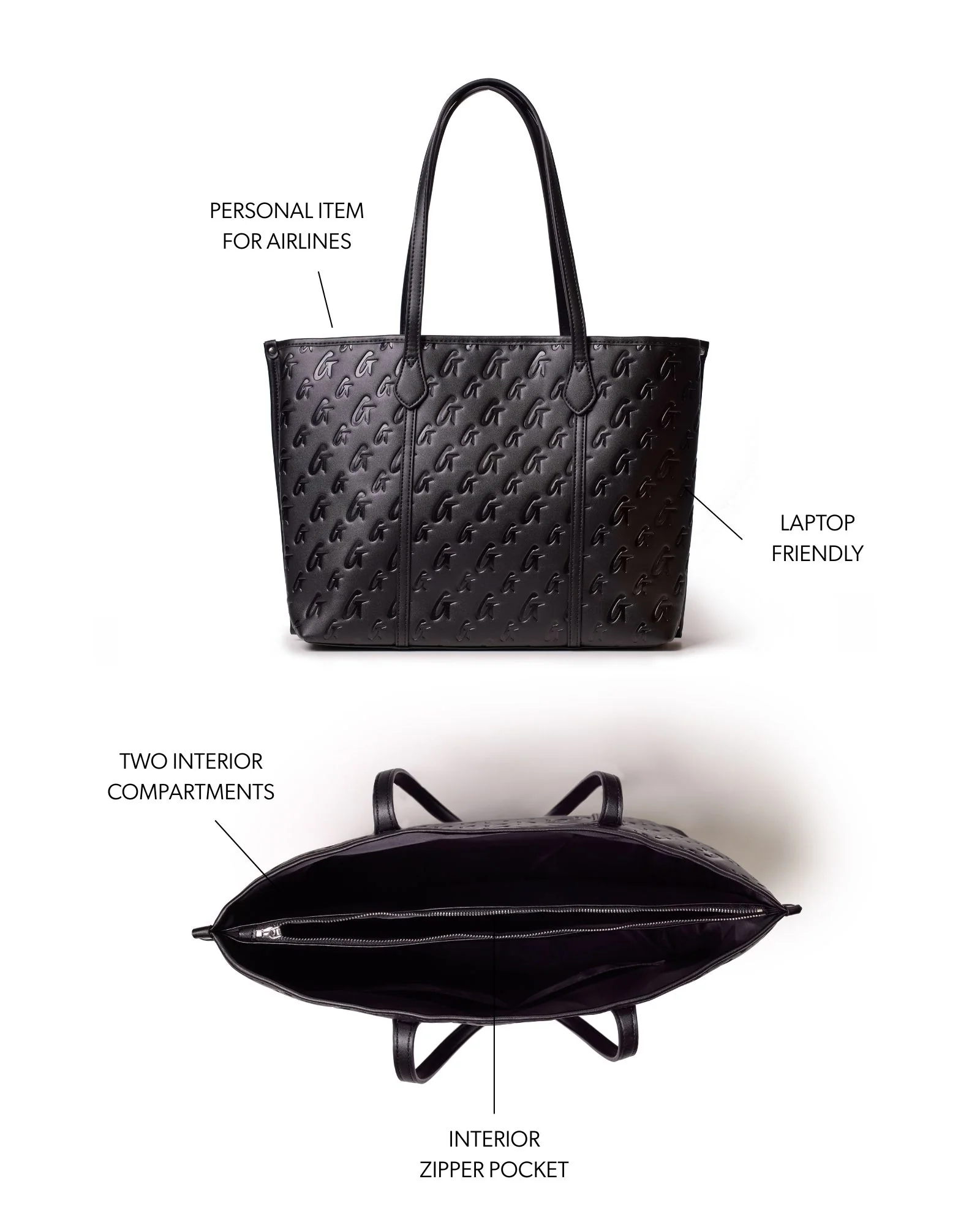 MONOGRAM SLEEK TOTE - BLACK - Image 7