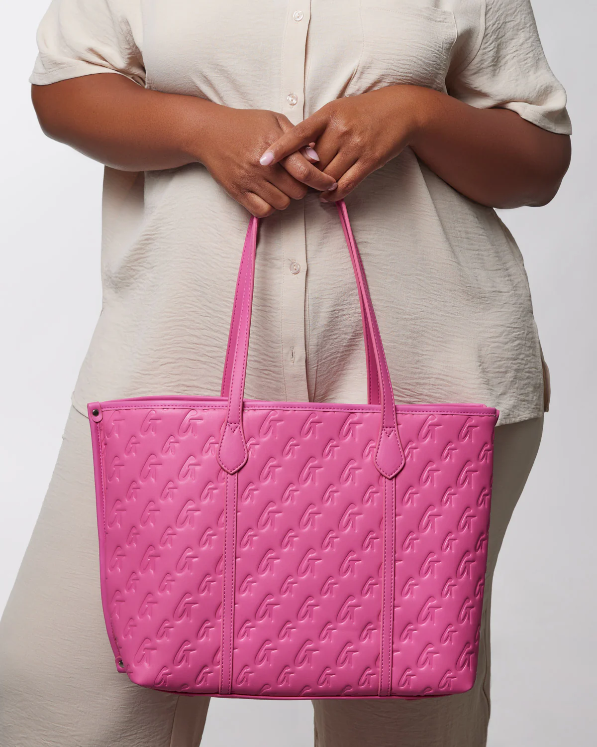MONOGRAM SLEEK TOTE - HOT PINK - Image 2