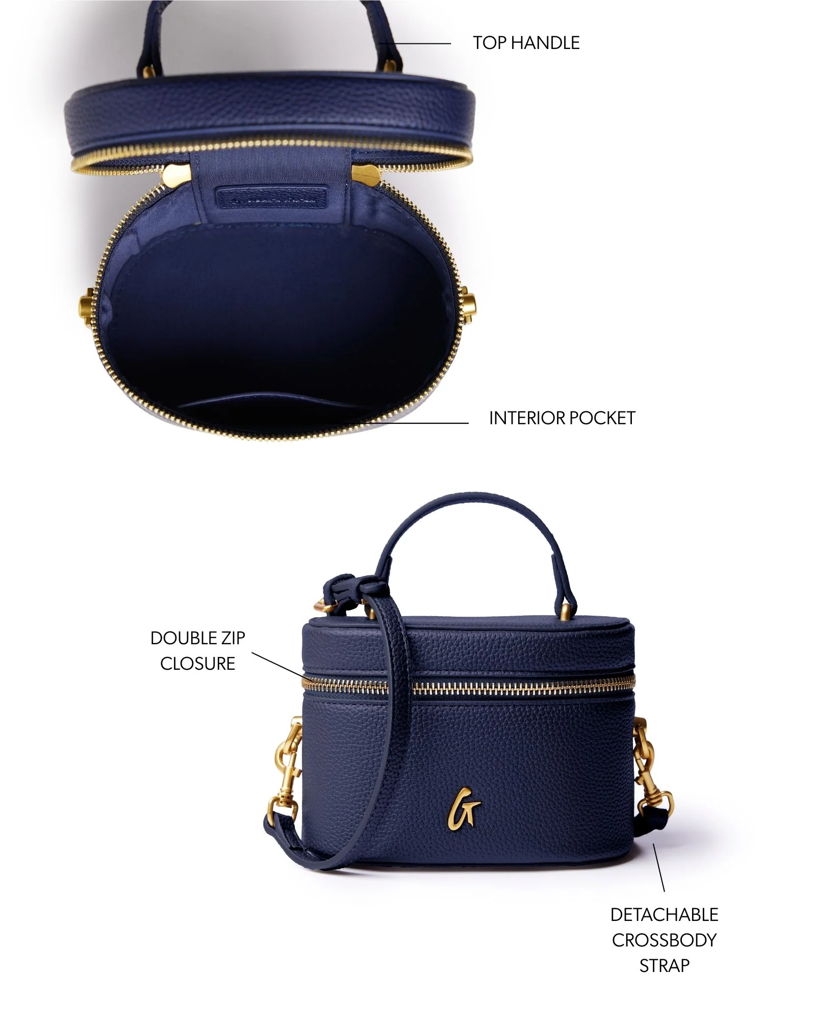 MINI PEBBLE VANITY BAG - NAVY - Image 8