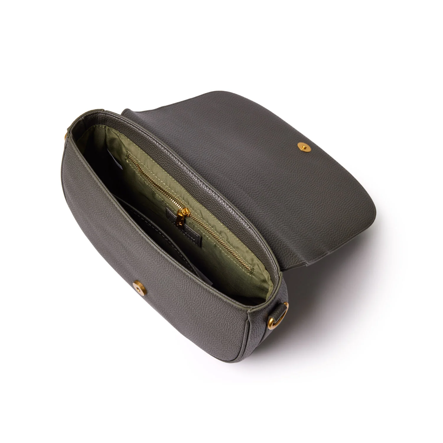 LARGE PEBBLE SHOULDER BAG - OLIVE GREEN - Image 4