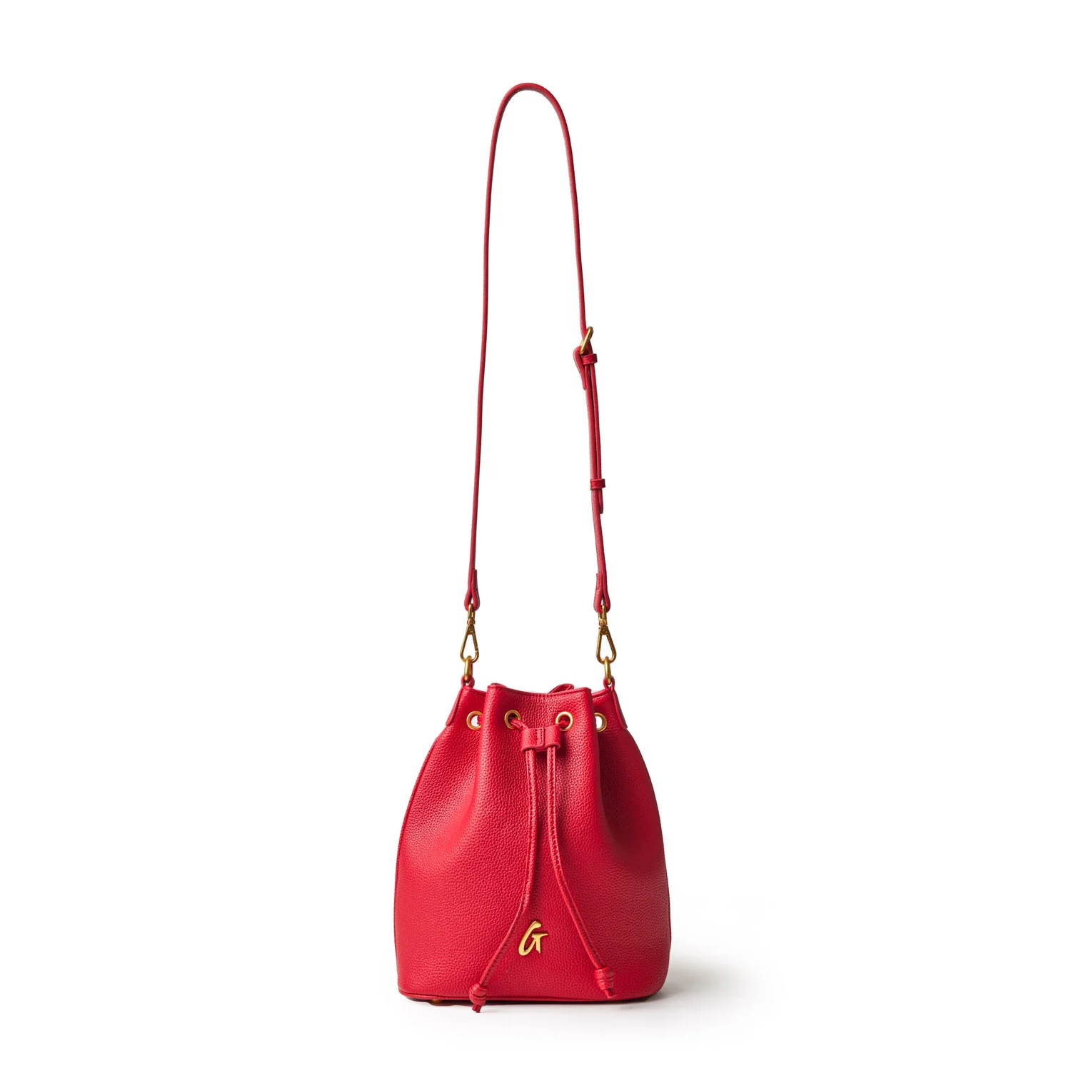 MEDIUM PEBBLE BUCKET BAG - RED - Image 6
