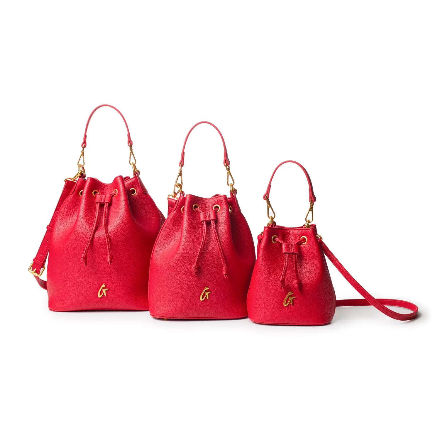 MINI PEBBLE BUCKET BAG - RED - Image 9
