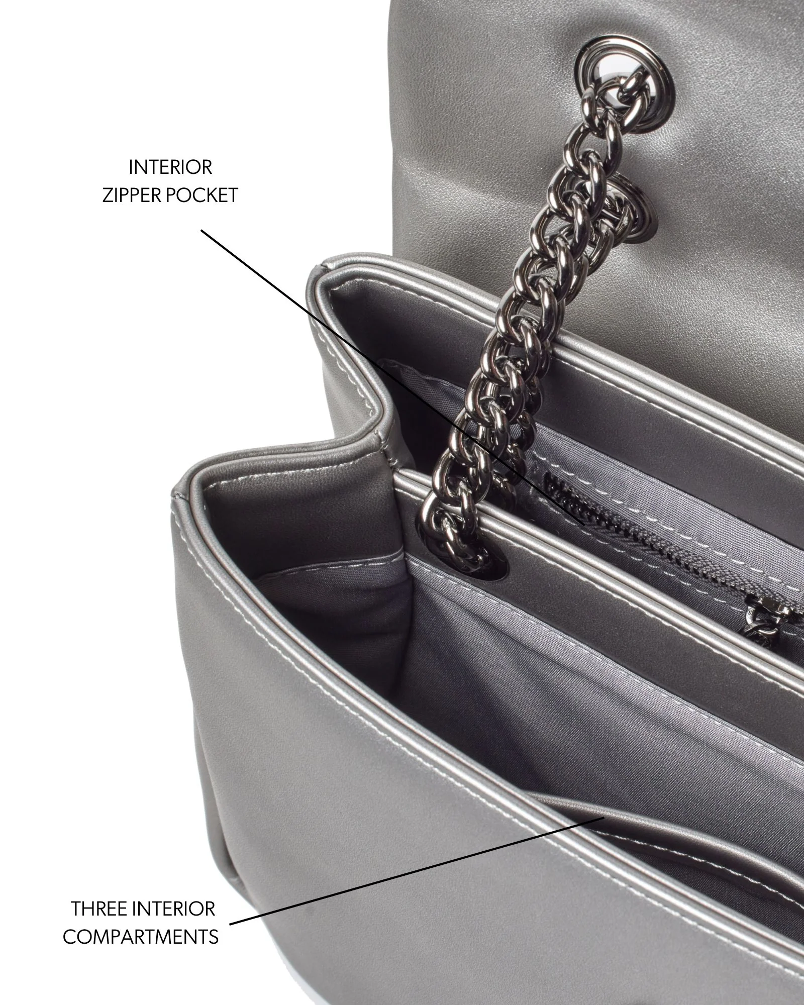 MEDIUM STANDARD FLAP BAG - PLATINUM - Image 4