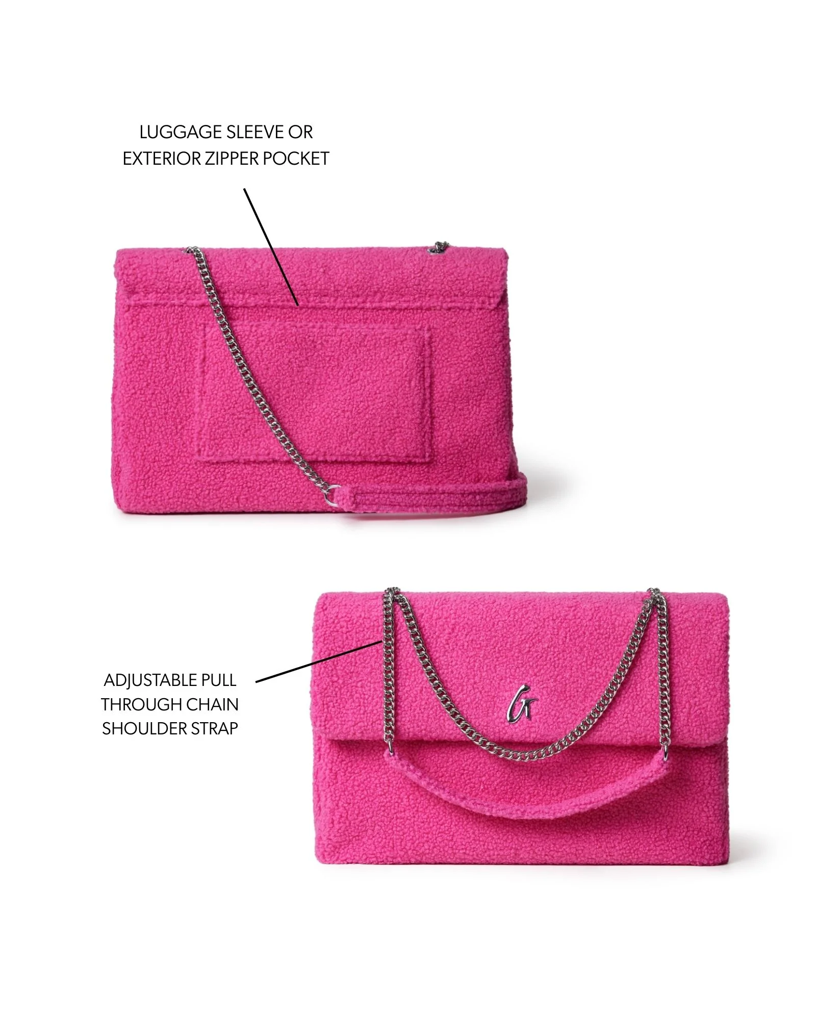 XL TEDDY FLAP BAG - HOT PINK - Image 7